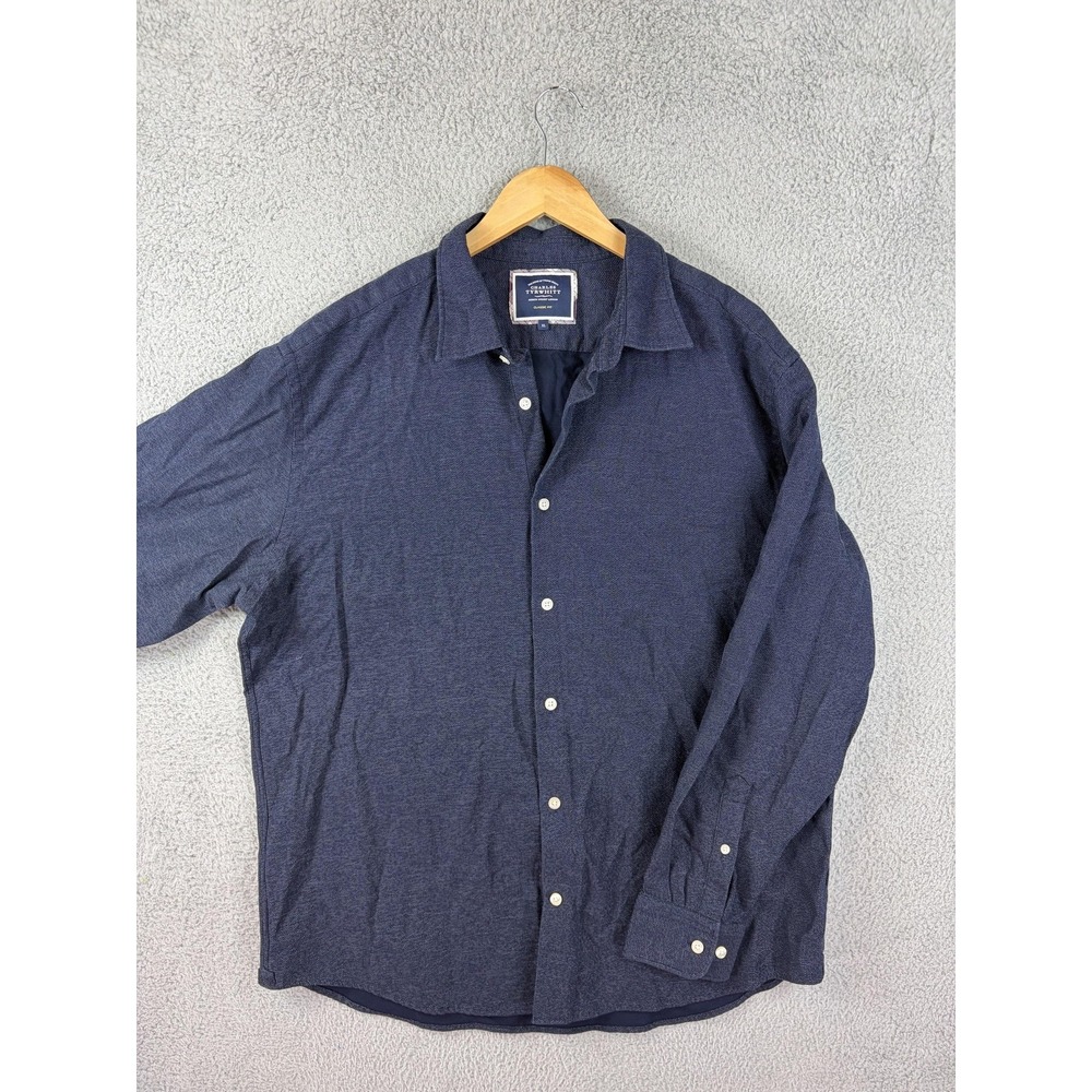 Charles Tyrwhitt Shirt Mens XL Blue Classic Fit Dress Long Sleeve Button Front